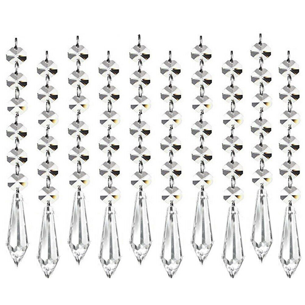 30pcs Chandelier Lamp Clear Crystal Icicle Prisms Bead Hanging Ornaments Decor Unbranded