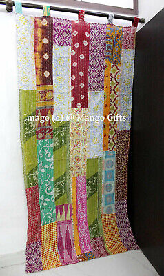 Indian Old Sari Patchwork Curtain Door Drape Boho Decor Cotton Multi Kantha Pair Decor Does Not Apply - фотография #4