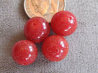 Lot of 4  Vintage Venetian Aventurine Sommerso Glass Beads Coral Red 10mm Без бренда - фотография #4