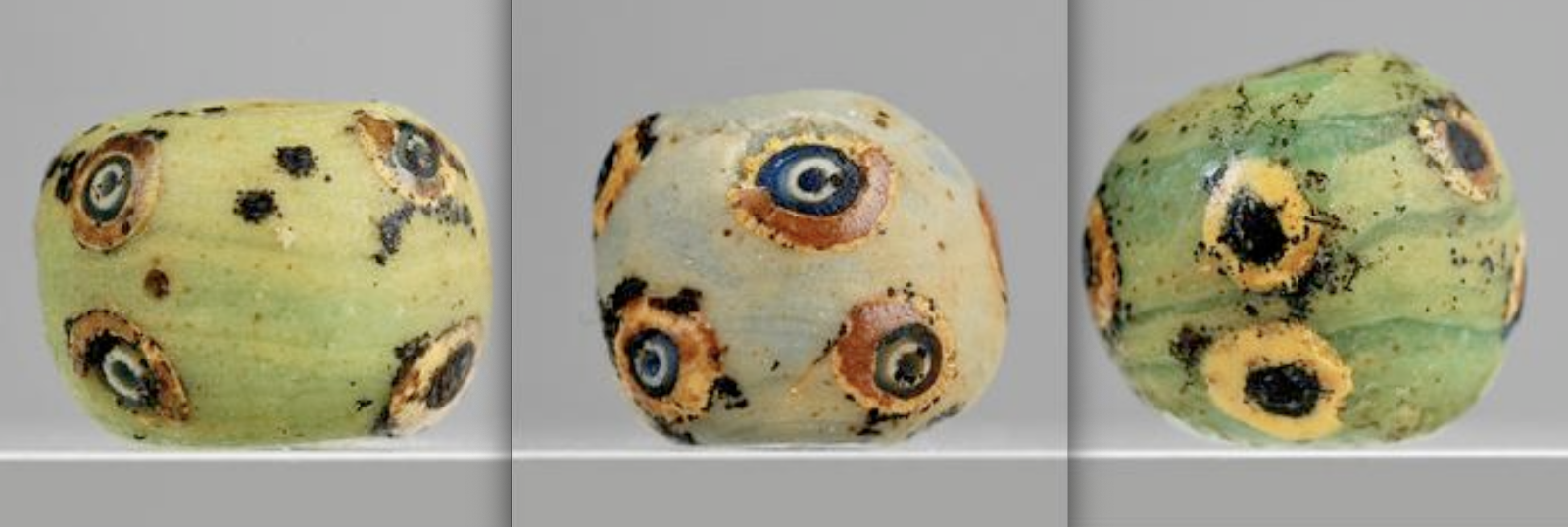 3 Amlash Ancient  Phoenician Glass Eye Beads ~ 600 BCE - 300 BCE ~ Lebanon Без бренда