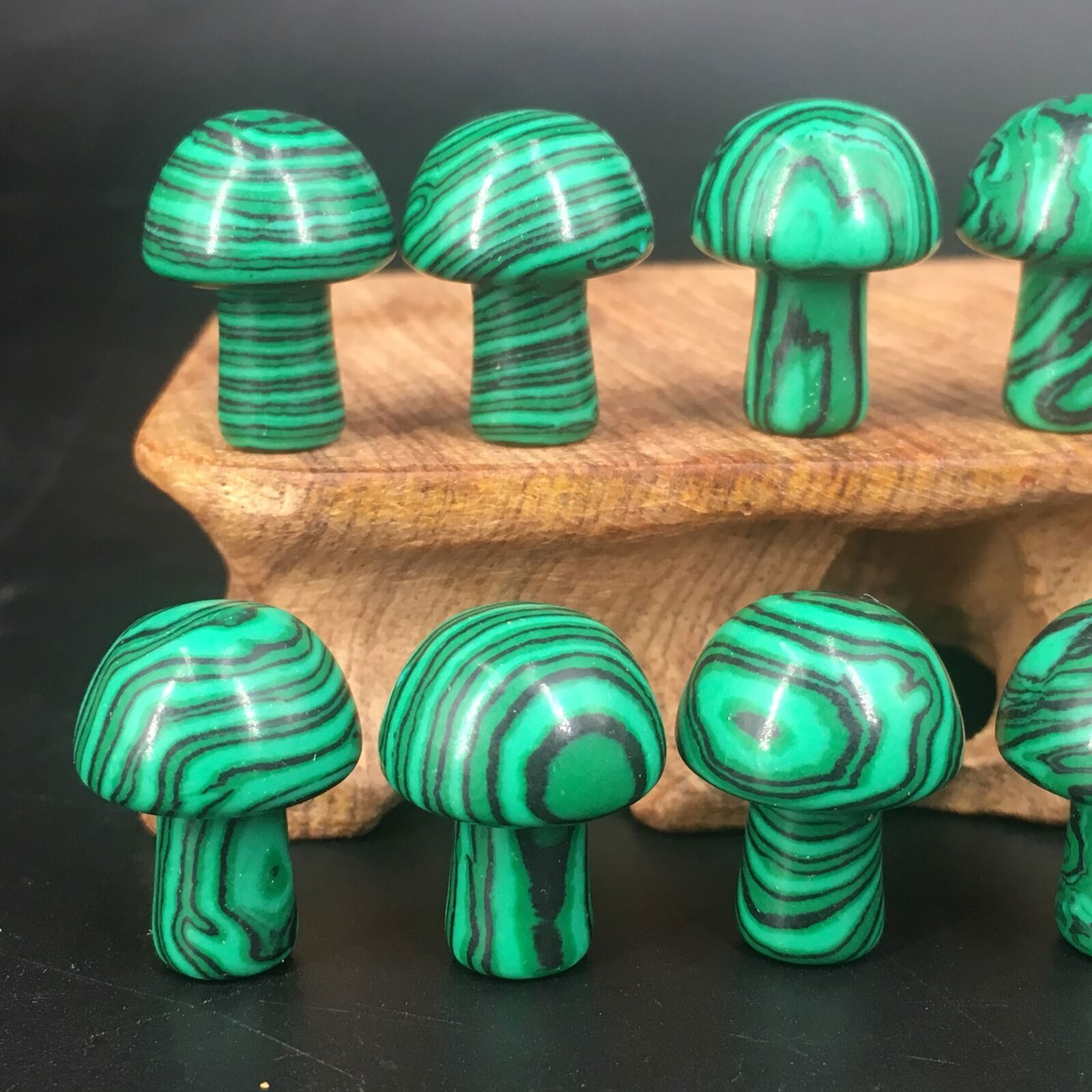 Wholesale 20pcs Mini Malachite Stone Mushroom Hand Carved Crystal Healing Без бренда - фотография #5