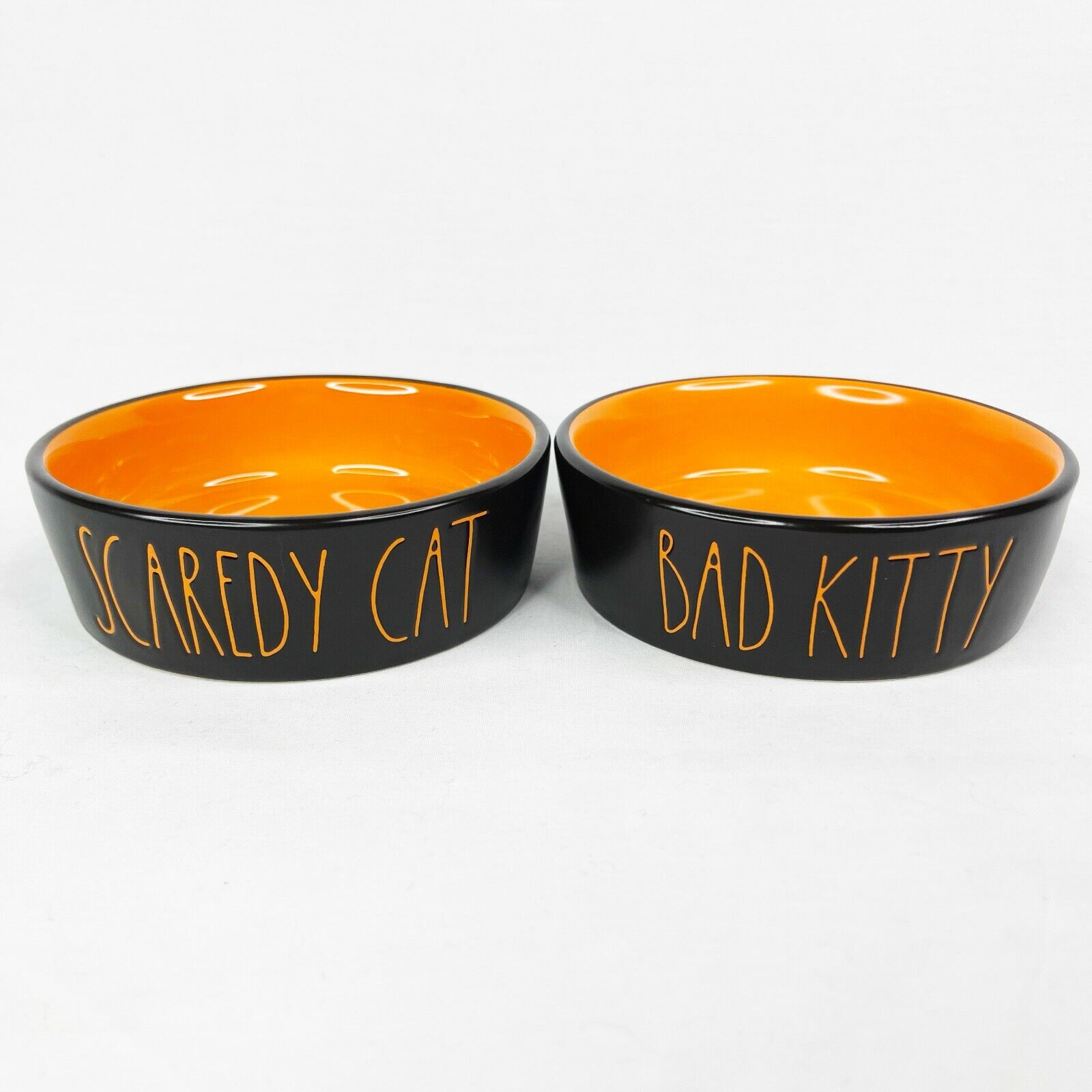 Rae Dunn Halloween Scaredy Cat Bad Kitty Black Orange Small Dish NEW HTF Rae Dunn Artisan Collection by Magenta