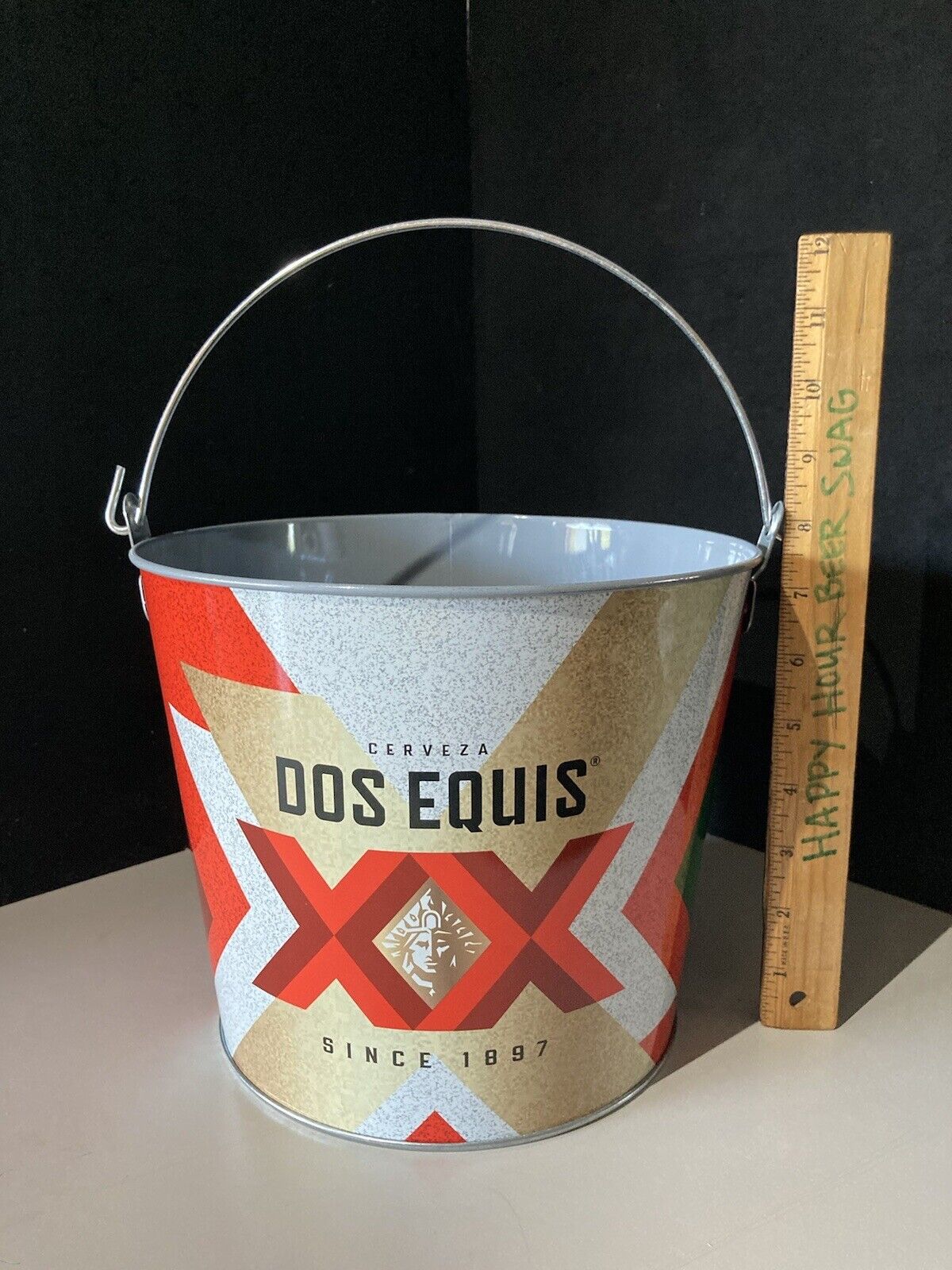 (3) New Dos Equis Party Beer Metal Ice Buckets Galvanized Bucket Budweiser - фотография #3