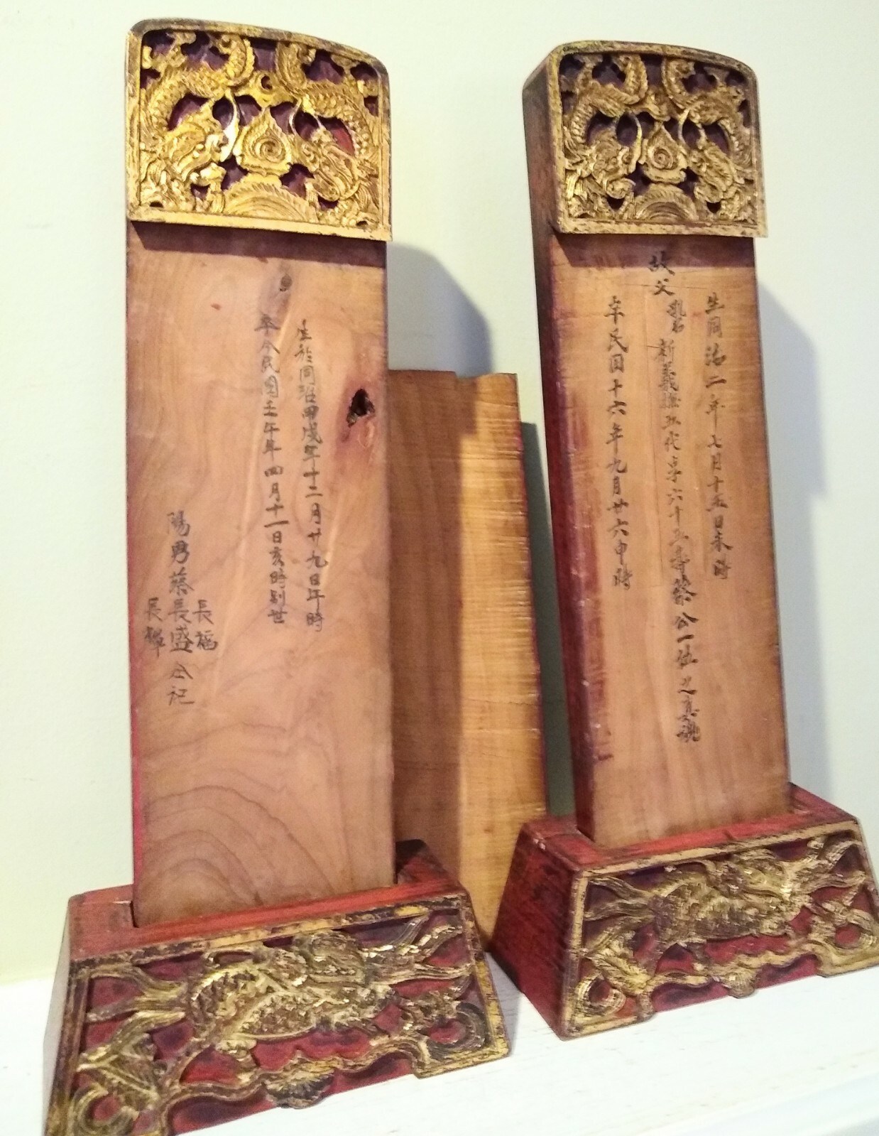 Pair of Antique Wooden Ancestral Tablets - CHINA - Qing Dynasty Без бренда - фотография #10