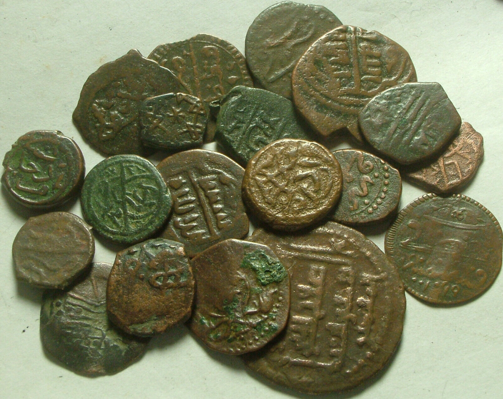 Lot 3 Rare original Islamic copper Bronze Mangir coins/Arabic/Ottoman Empire 15c Без бренда - фотография #6