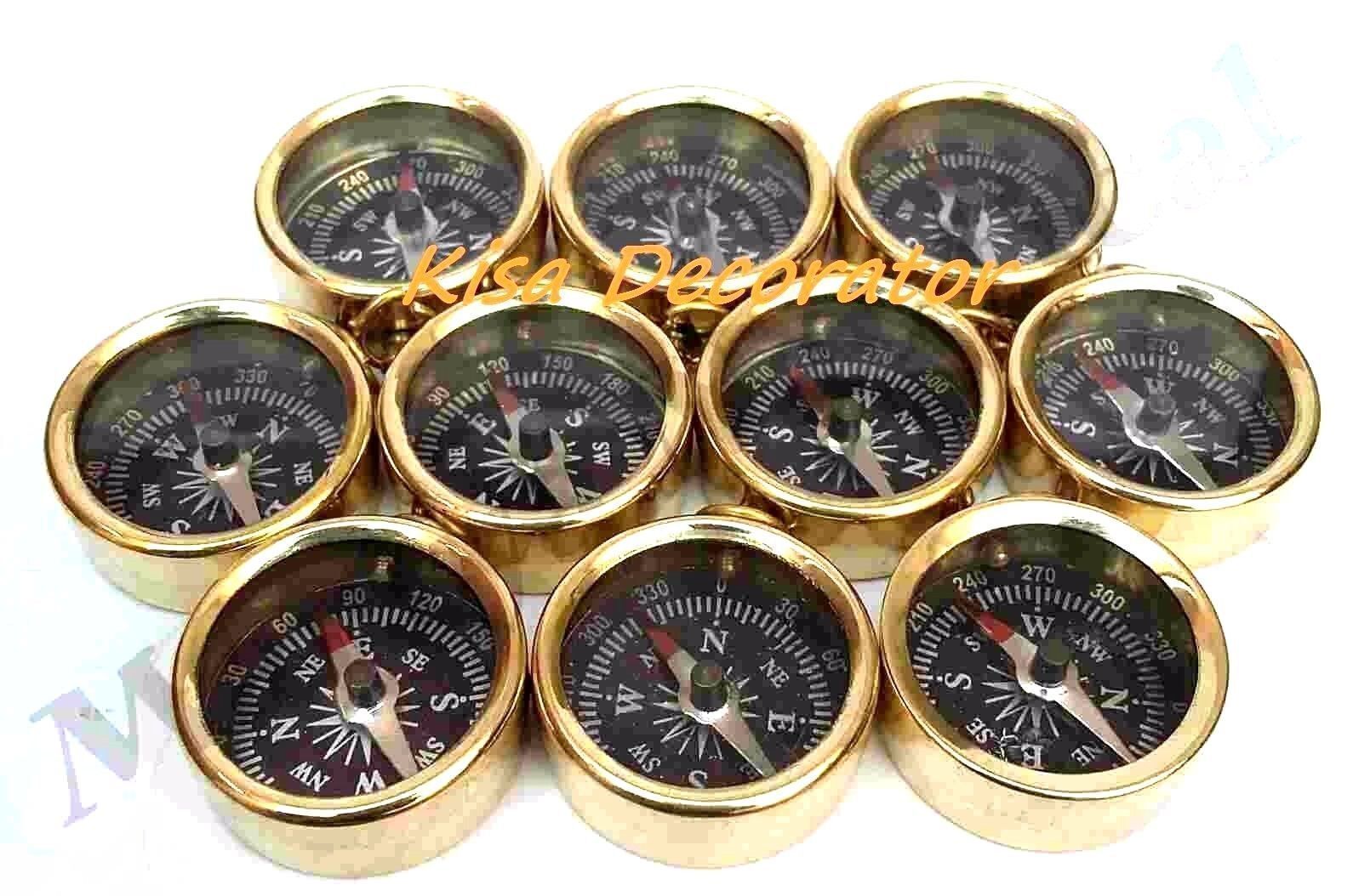 Vintage Lot of 100 Pcs Brass Compass Key Chain Marine Key Ring Bulk Wholesale Без бренда