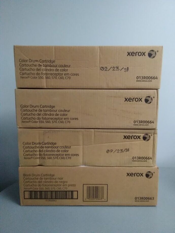 Xerox 013R00664, 013R00663  Drum Unit for Xerox color 550 570,C60 Lot Of 4 Xerox 013R00664