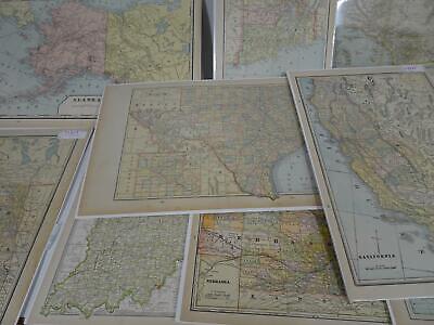 Lot 11 antique U. S. State maps California Minnesota Florida Alaska Dakotas B25 Без бренда