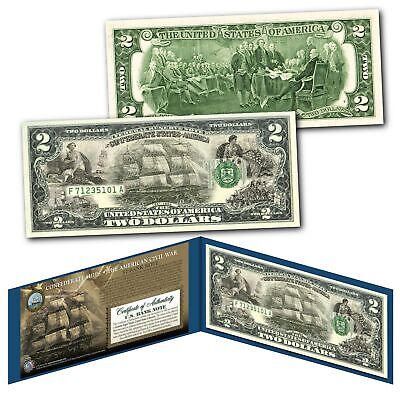 CONFEDERATE SHIPS Banknote of The American Civil War Legal Tender on New $2 Bill Без бренда