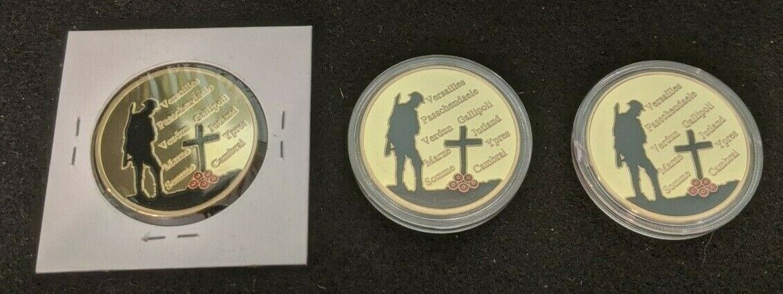 3pcs Lot of The Great War, Challenge Style Coins-with Soldier & cross reverse Без бренда - фотография #2