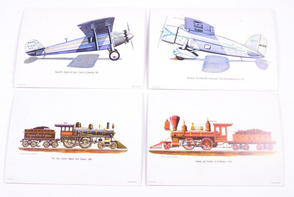 Lot of 4 Vintage DAC NY PLANE & TRAIN Frame-able LITHOGRAPH Card Stock PRINT 5x7 Без бренда - фотография #2