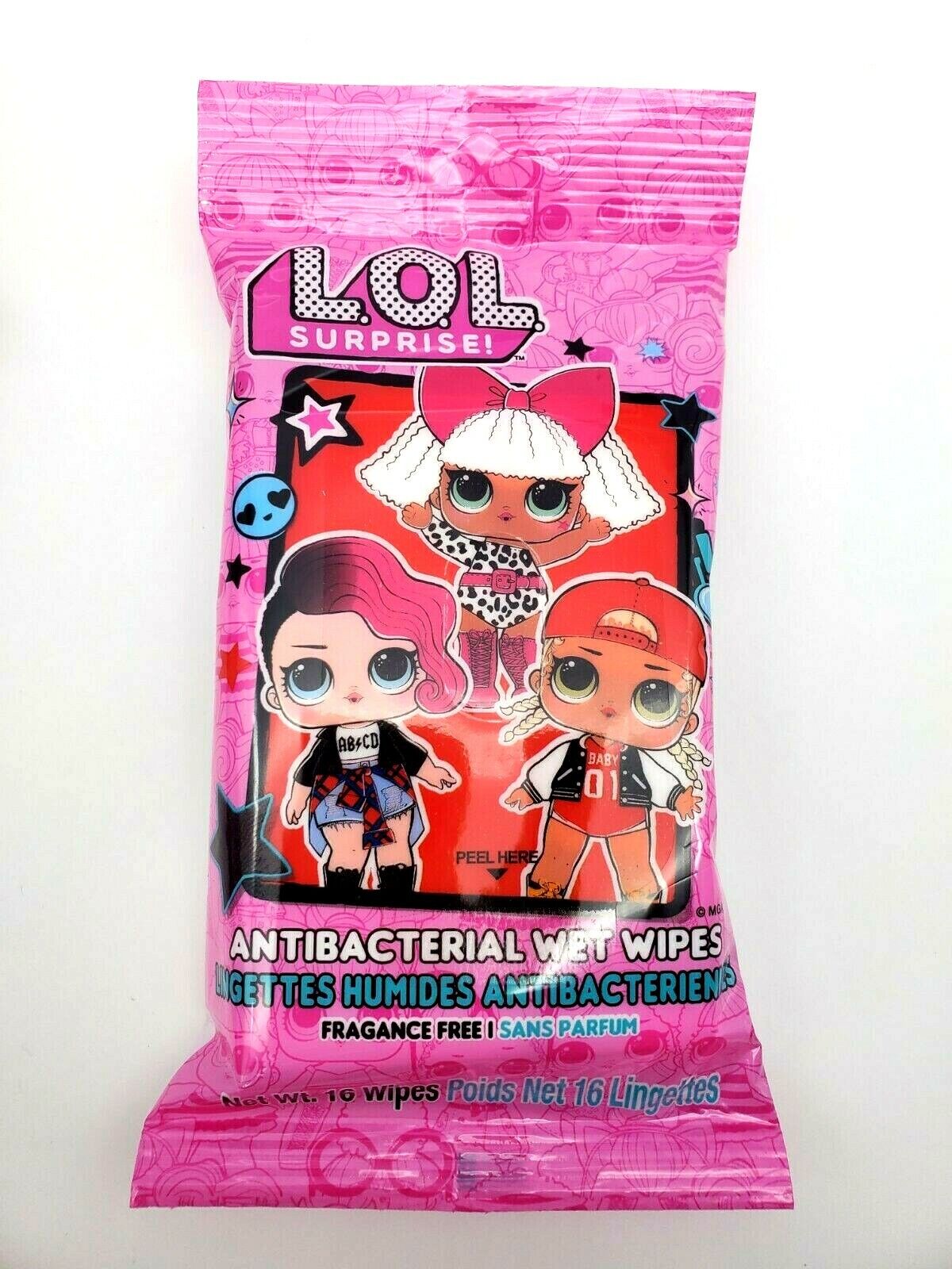 LOT OF 6 (16 per pack): LOL Surprise Dolls WET WIPES Fragrance Free -RESEALABLE! YoYo Lip Gloss Inc 44202 - фотография #2