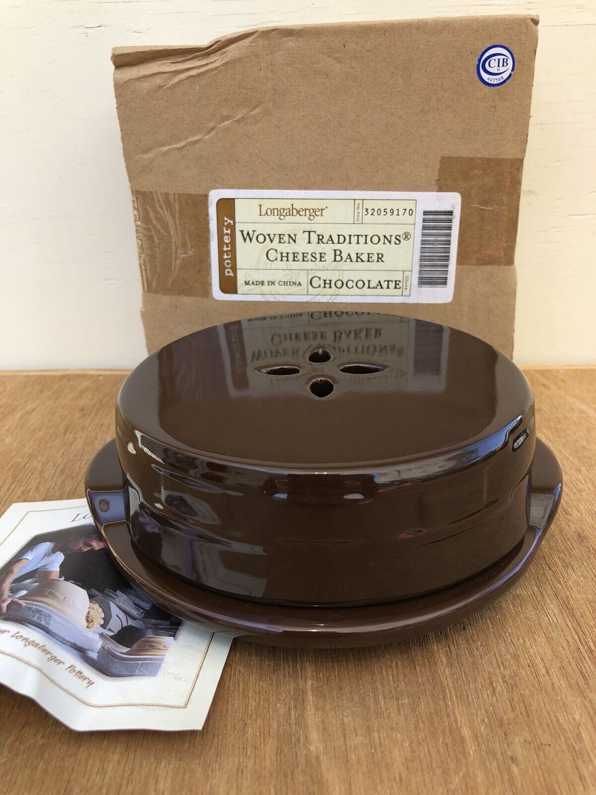 New Longaberger Pottery Woven Traditions Chocolate Brown Brie CHEESE BAKER NIB Без бренда