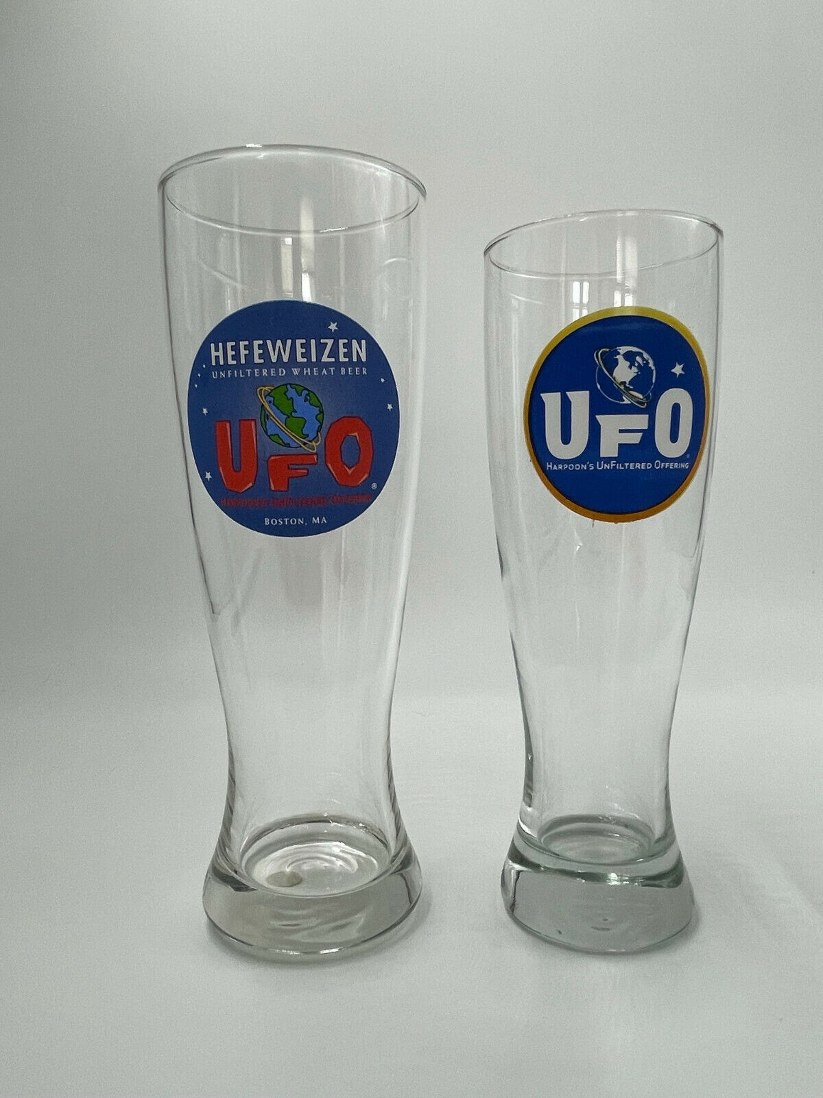 Harpoon Unfiltered Wheat Beer UFO Glass Set UFO Unfiltered Offering Hefeweizen  Harpoon