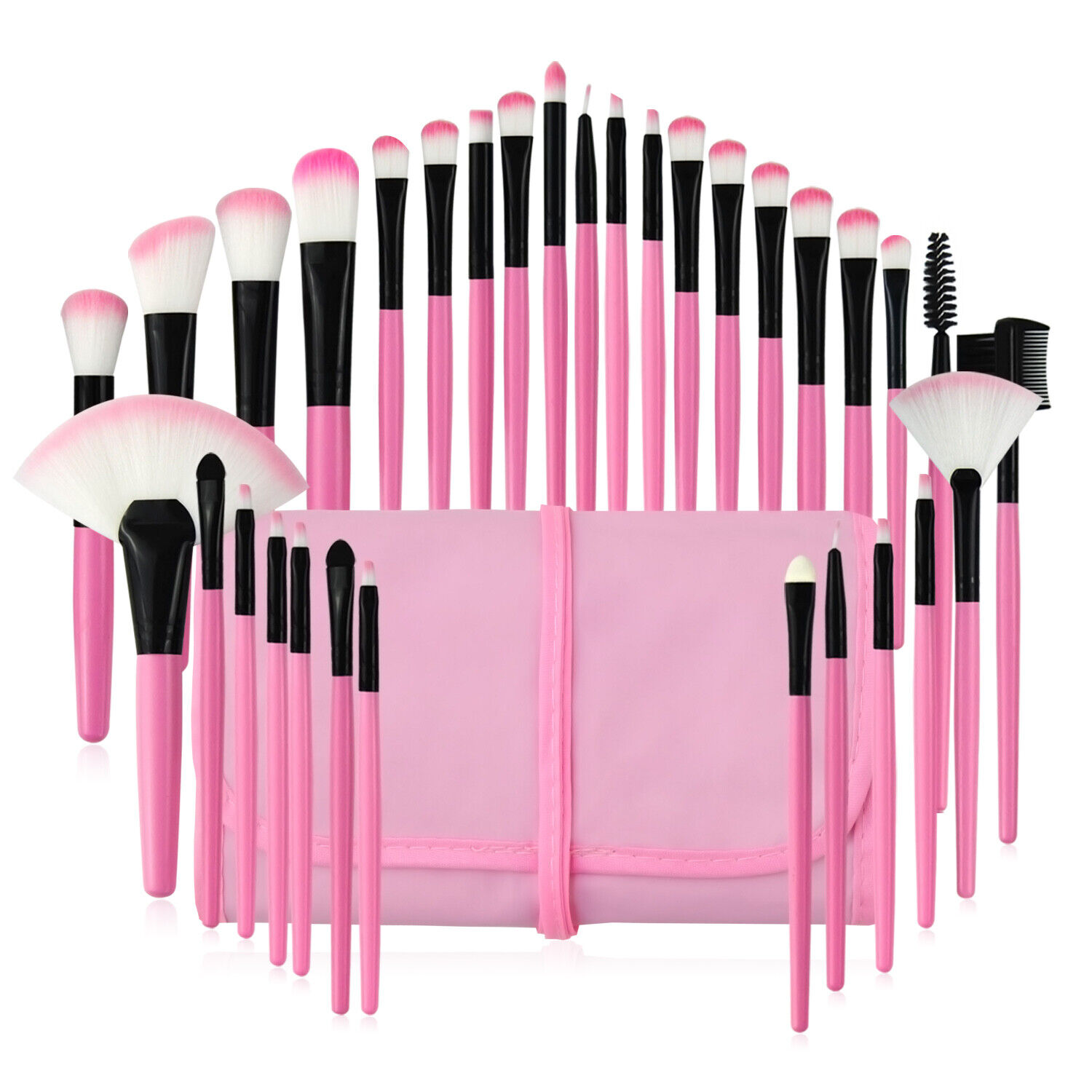 32pcs Professional Soft Cosmetic Eyebrow Shadow Makeup Brush Tool Set Kit Bag US YUWAKU Does not apply