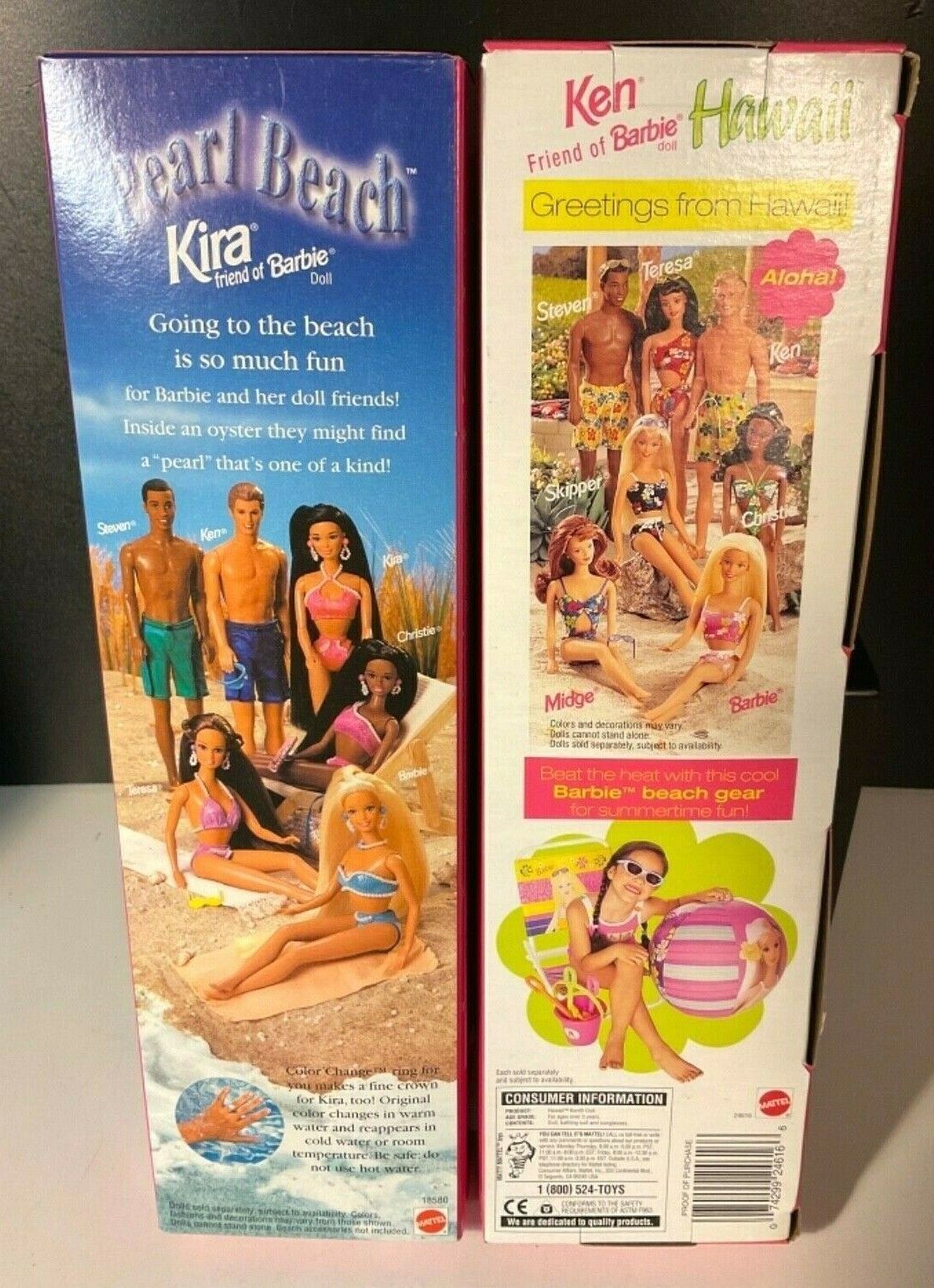 Vintage Lot of 2 Mattel Barbie 1997 Kira Pearl Beach & 1999 Hawaii Ken NIB Mattel 24616, 18580 - фотография #5
