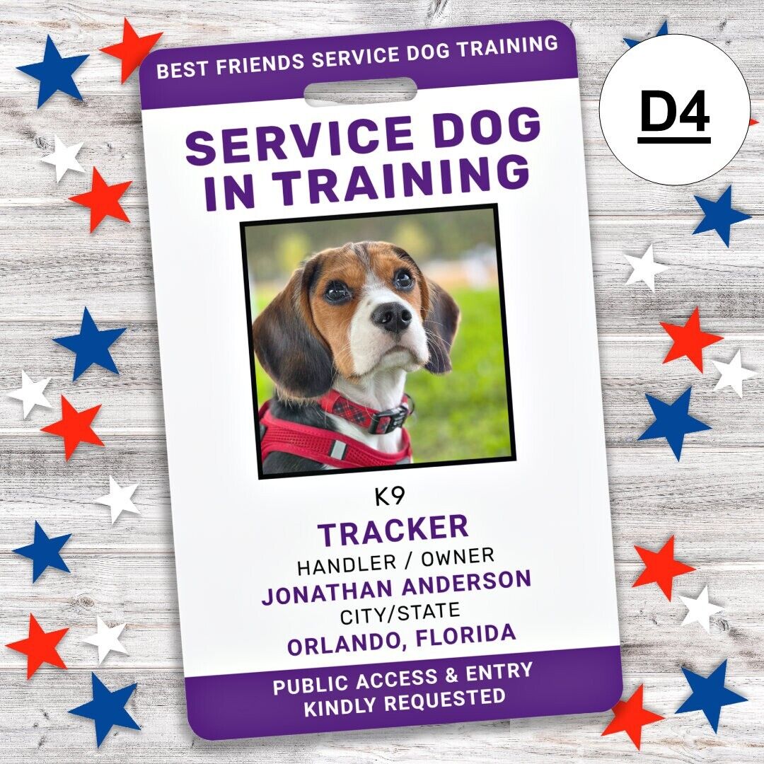 SERVICE DOG METAL ID CARD FOR ANIMAL ESA ADA BADGE PTSD DIABETIC ALERT Без бренда ID CARD