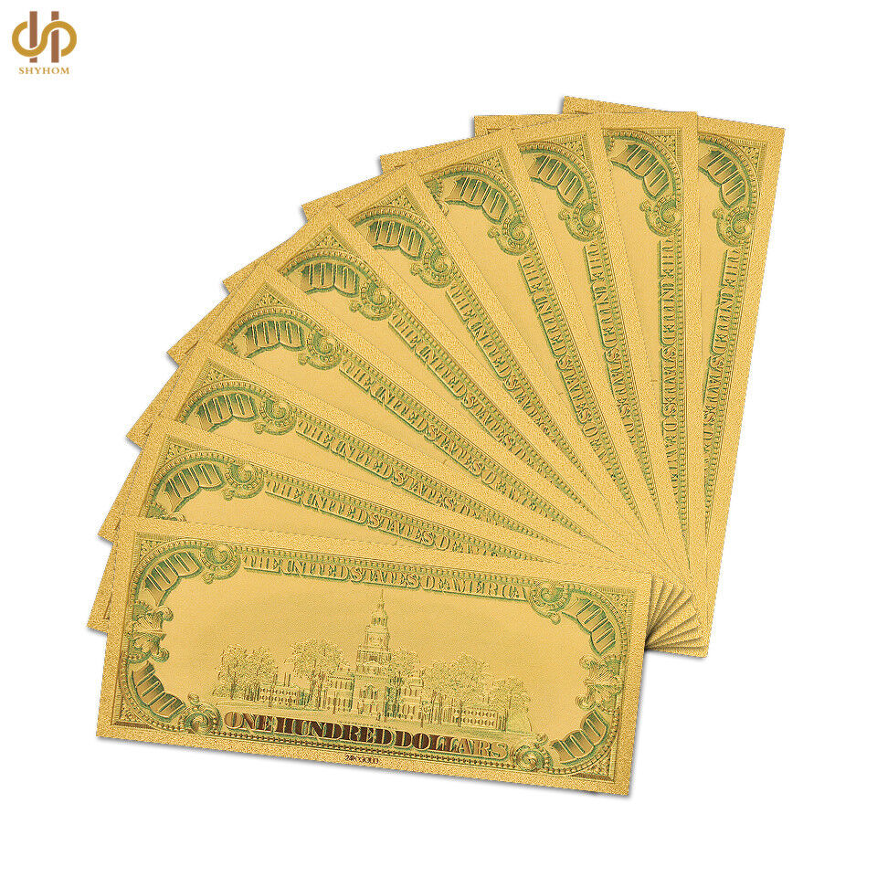 10PCS 1928 US 100 Dollar Bill Colored Gold Banknote Collection Dollar Bill  Без бренда - фотография #2