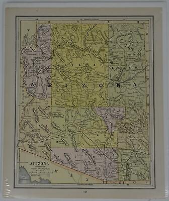 Lot 2 Antique Maps Arizona Gaskell's Atlas of the World 1893 ca 1900 Color Без бренда - фотография #2