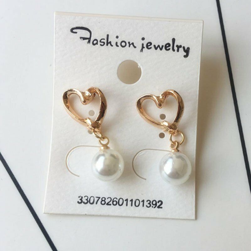 Heart Zircon Pearl Earrings Stud Dangle Women Wedding Party Jewelry Fashion Gift Rinhoo Does not apply - фотография #6