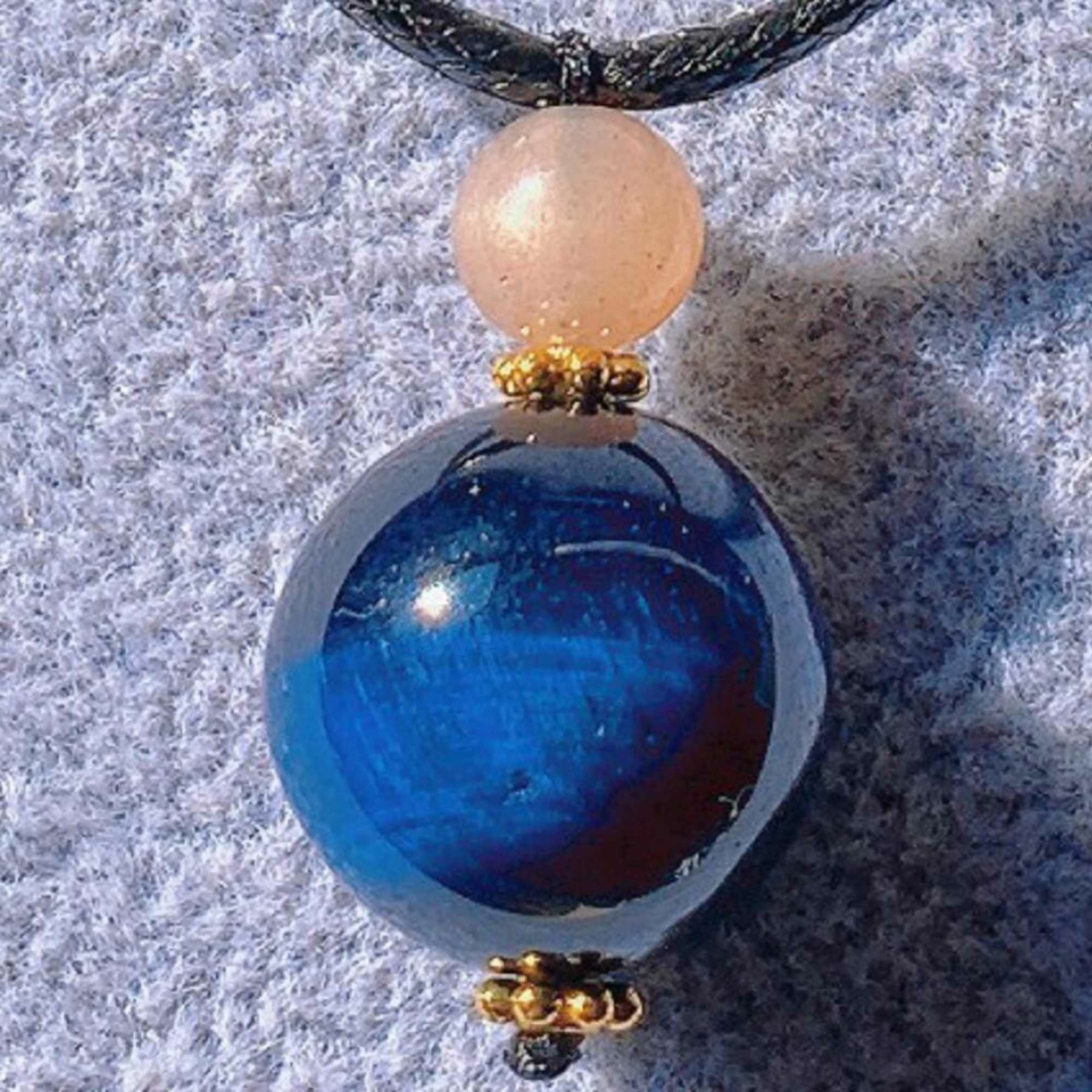 14mm Natural Blue tiger eye pink Crystal pendant Leather rope Yoga Relief Unbranded 1 - фотография #7