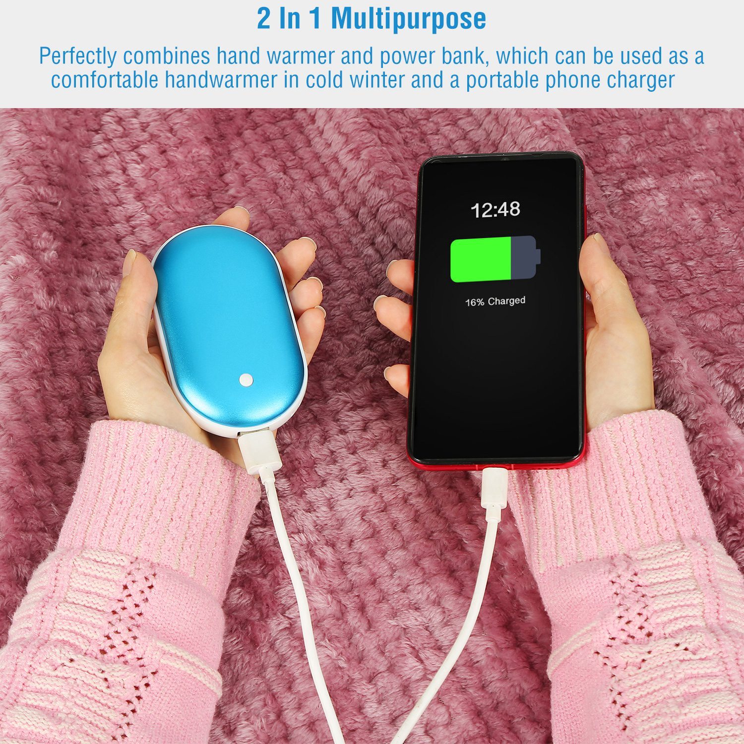 2 Pack Rechargeable Hand Warmers USB Power Bank Electric Pocket Heater Warmer iMounTEK Does Not Apply - фотография #10