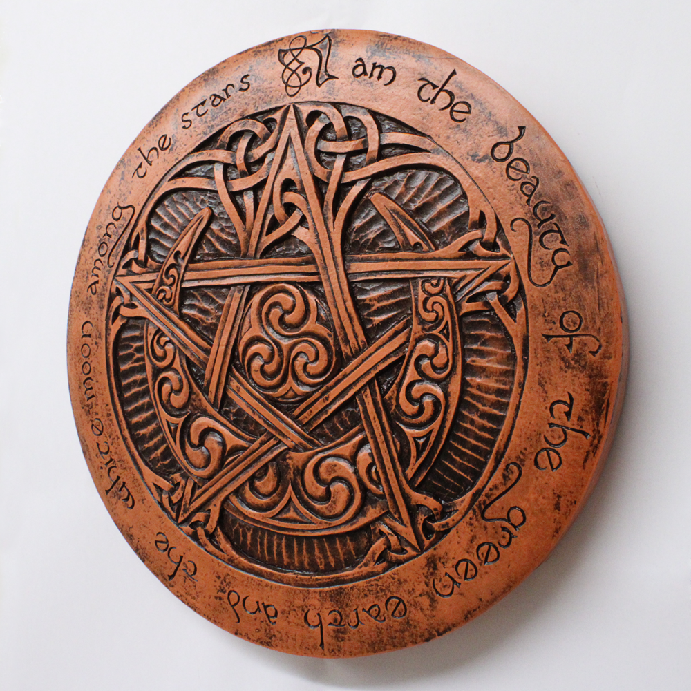 Large Moon Pentacle Plaque - Wood Finish - Dryad Design Pagan Wicca Pentagram Без бренда - фотография #2