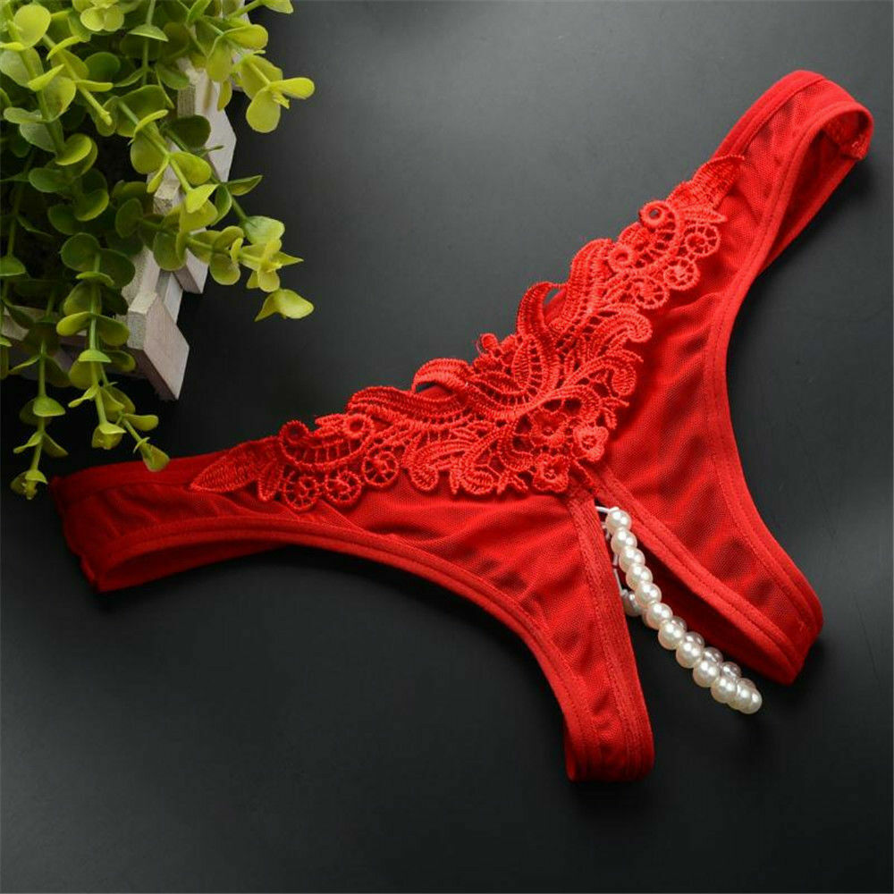 Women Sexy Lace Pearl Briefs Lingerie Knickers G-string Thongs Panties Underwear Unbranded Does not apply - фотография #7