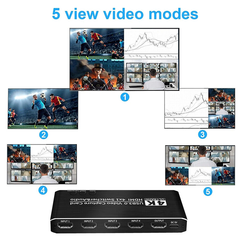 4K Audio Video Capture Card USB 3.0 HDMI Game Capture 4X1 Switcher for Streaming Unbranded - фотография #11