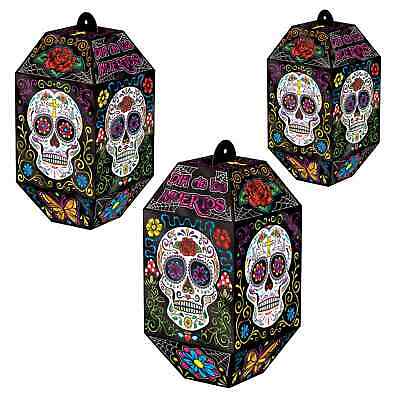 3 Dia De Los Muertos Day of the Dead Sugar Skull Lanterns Party Decoration 8-11" Без бренда