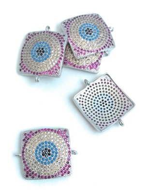 Evil Eye Charm; CZ Micro Pave Square Connector; Jewelry Findings; Supplies; N/A Does Not Apply - фотография #7