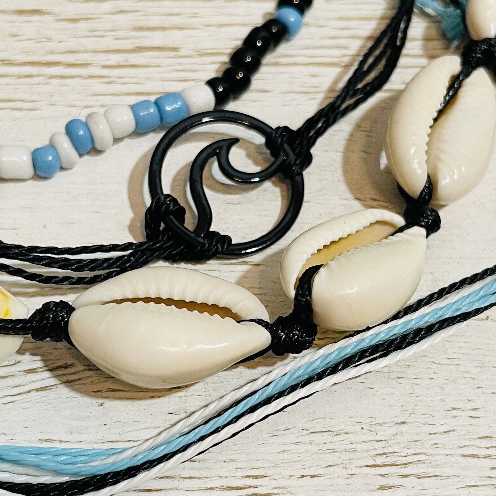 Boho 4pc Wave Pendant Shell Beaded Ankle Bracelet Anklet Adjusts Beach Jewelry Boho - фотография #3