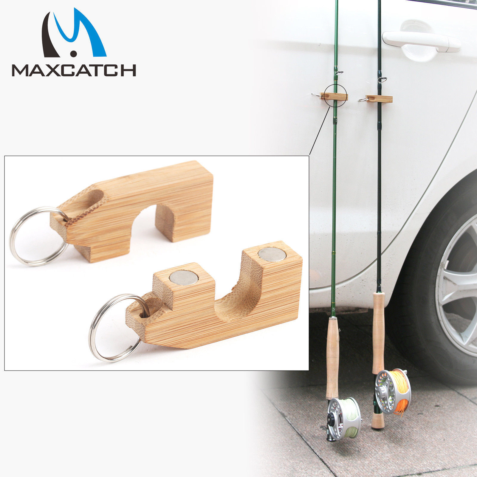 Maxcatch 2pcs Portable Bamboo Fly Fishing Magnetic Rod Guard Fishing Rod Holder Maxcatch Does Not Apply
