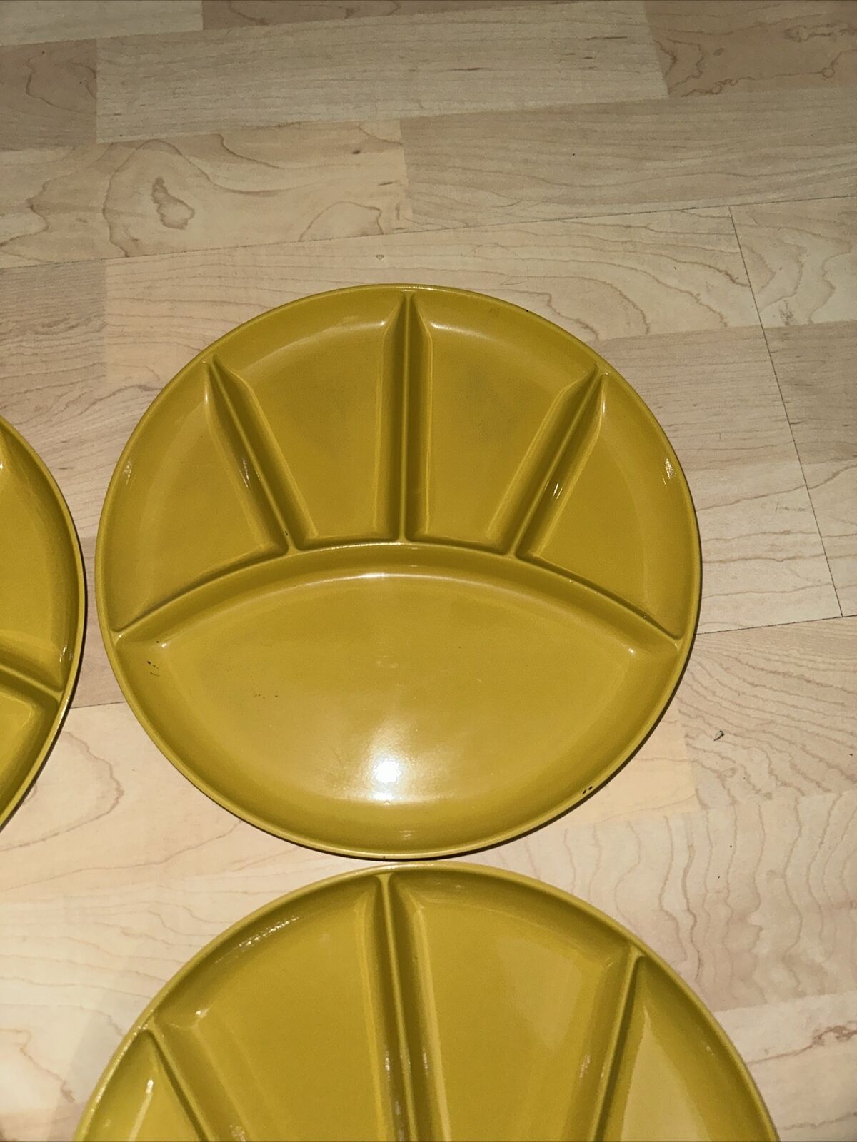 SET of 5-Imperial International Divided Sushi Melmac Plates Japan GOLD YELLOW IMPERIAL - фотография #3