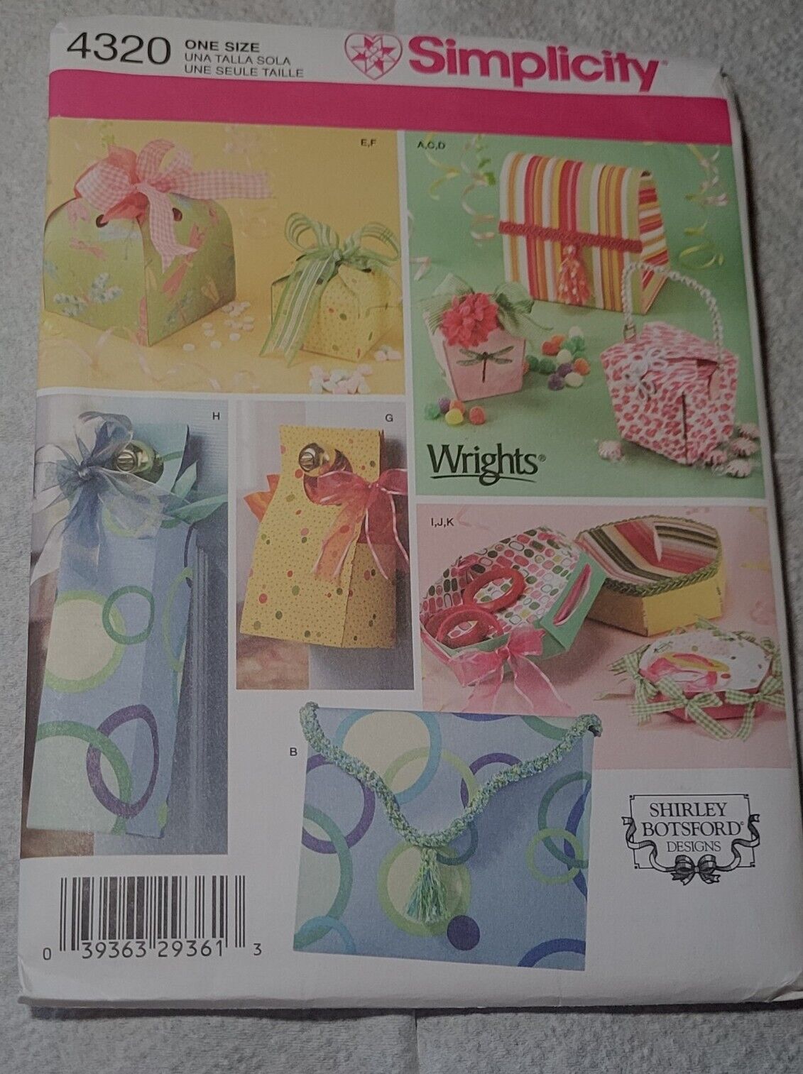 PATTERN Sewing Simplicity 4320 11 Fabric Gift Boxes '05 Shirley Botsford Designs Simplicity