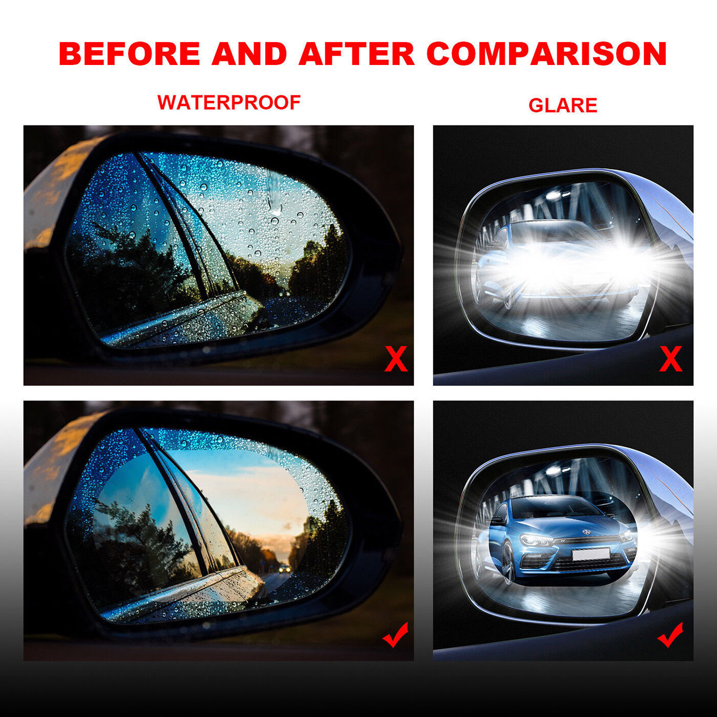 2x Waterproof For Car Rearview Mirror Rainproof Anti-Fog Rain-Proof Film Sticker Unbranded - фотография #6
