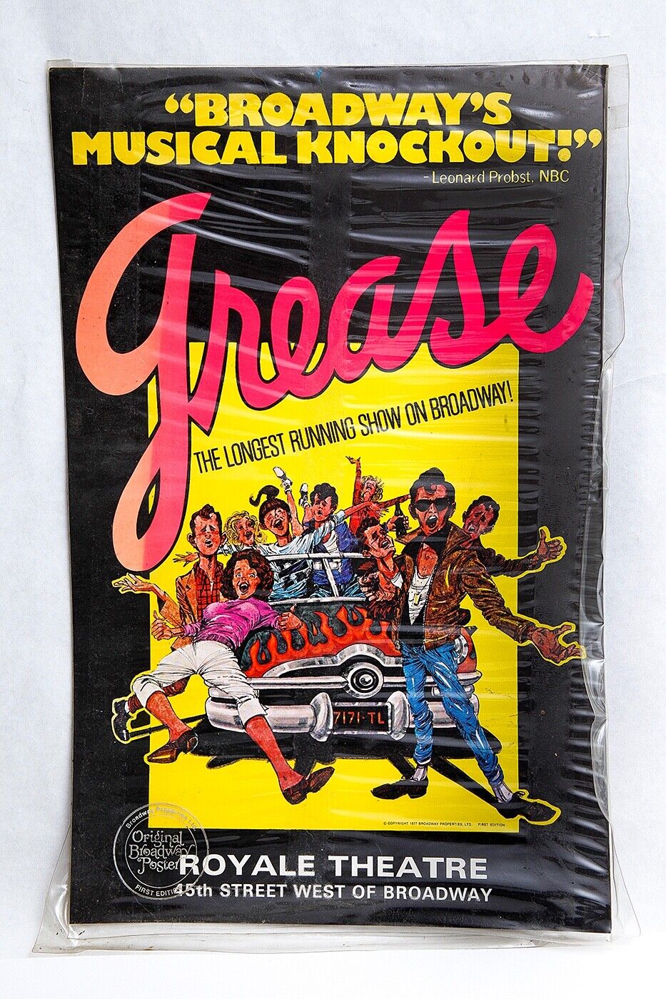 Vintage  Original Broadway Poster 1st Edition Grease Royal Theatre Broadway Без бренда
