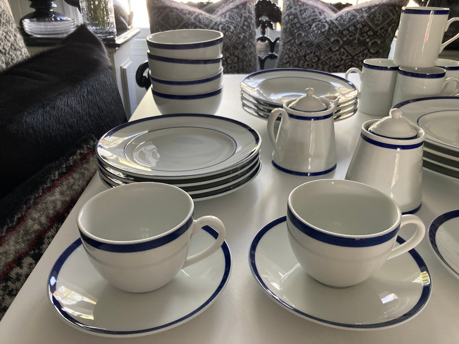 NEW 30pc SET! WILLIAMS SONOMA BRASSERIE BLUE & WHITE PORCELAIN DINNERWARE JAPAN Williams-Sonoma - фотография #8
