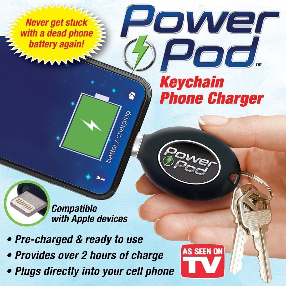 Power Pod Portable Keychain Emergency iPhone Charger External Power Bank Power Pod - фотография #3