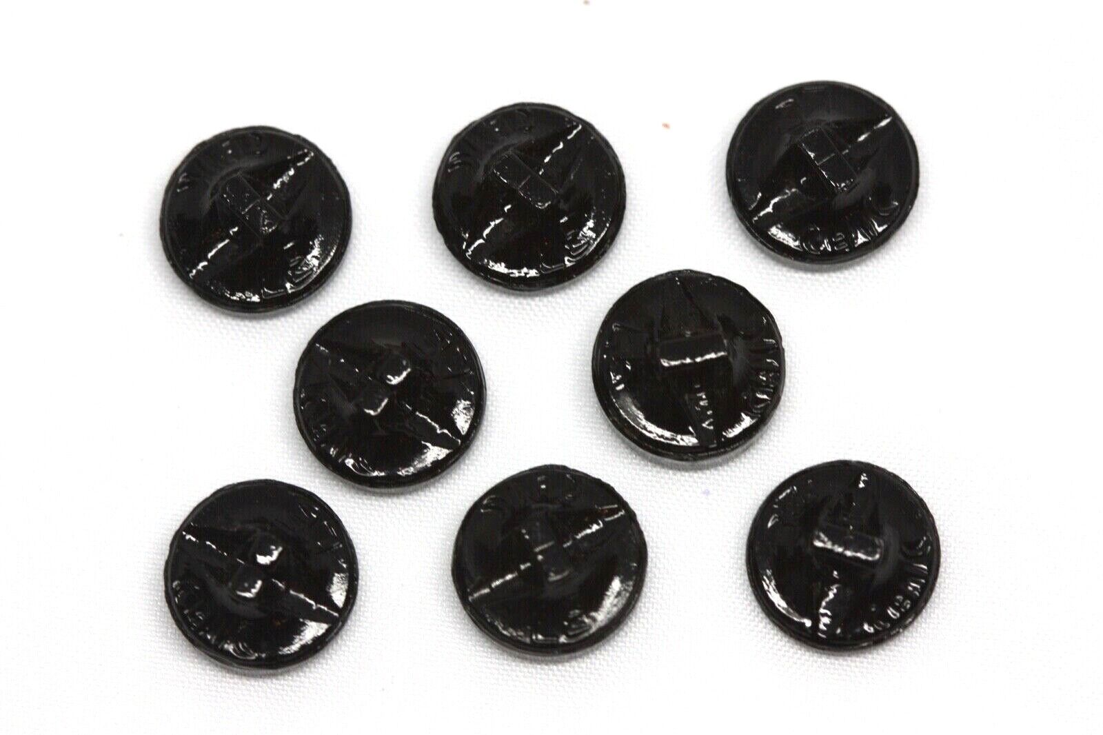8 Vintage Le Chic Black Glass Honeycomb Buttons Round Faceted Jet Mourning Без бренда - фотография #5