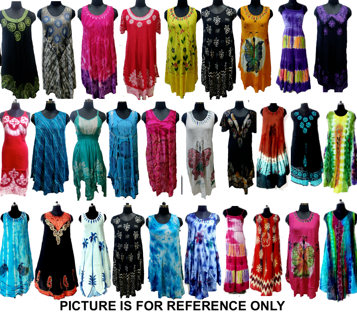 Wholesale Lot 100 Pc Hippie Boho Tunic Sundress Indian Multi Tie Dye Beach Dress Unbranded