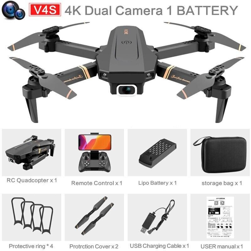 V4 Rc Drone 4k HD Wide Angle Camera 1080P Wifi Drone Fpv Dual Camera Quadcopter  Unbranded V4 - фотография #4