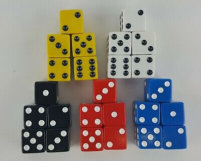 LIAR'S DICE SET OF 25 RED BLUE YELLOW WHITE BLACK 6 SIDED D6 5/8" 16mm LIARS #1 Yankee Forge - фотография #3