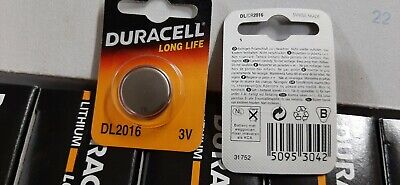 5x DURACELL DL-2016 , DL2016 Long Life Battery Coin Cell Lithium 3V 20x1.6mm Duracell DL-2016