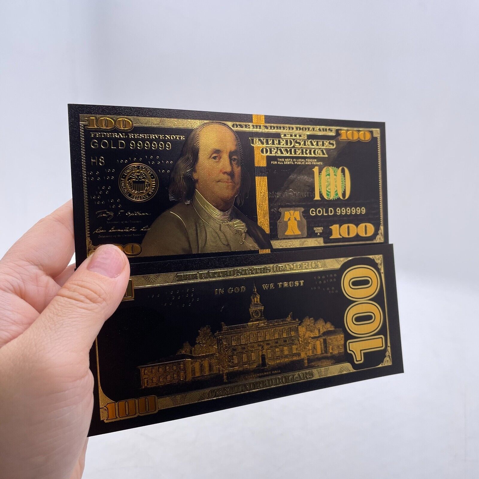 6pc USD 100 Dollar Bill Black Gold Foil Banknote Bill Note Commemorative Money Без бренда - фотография #4