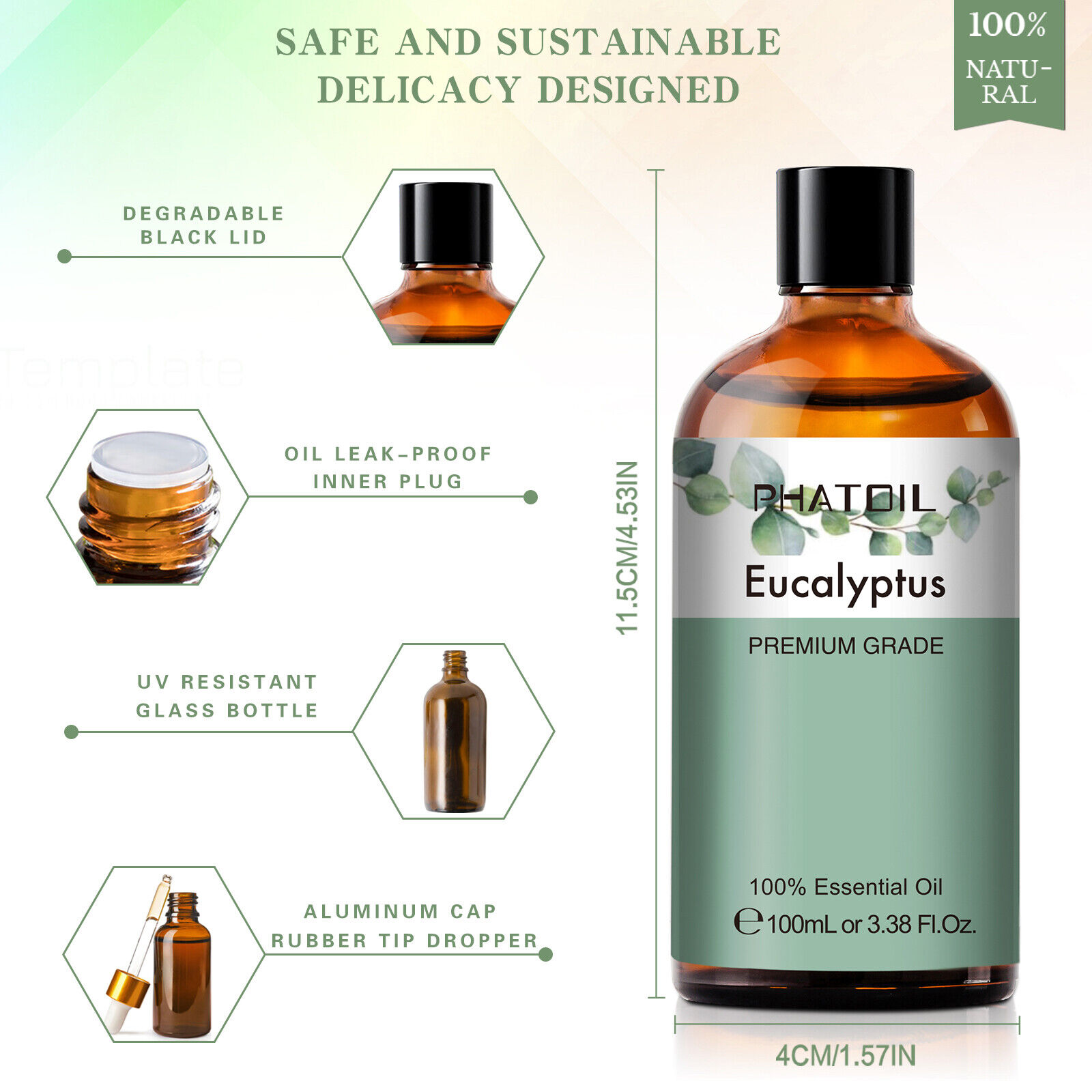 Eucalyptus Essential Oil 100ml  Aromatherapy 100% Pure Oils for Humidifiers US PHATOIL Does Not Apply - фотография #4