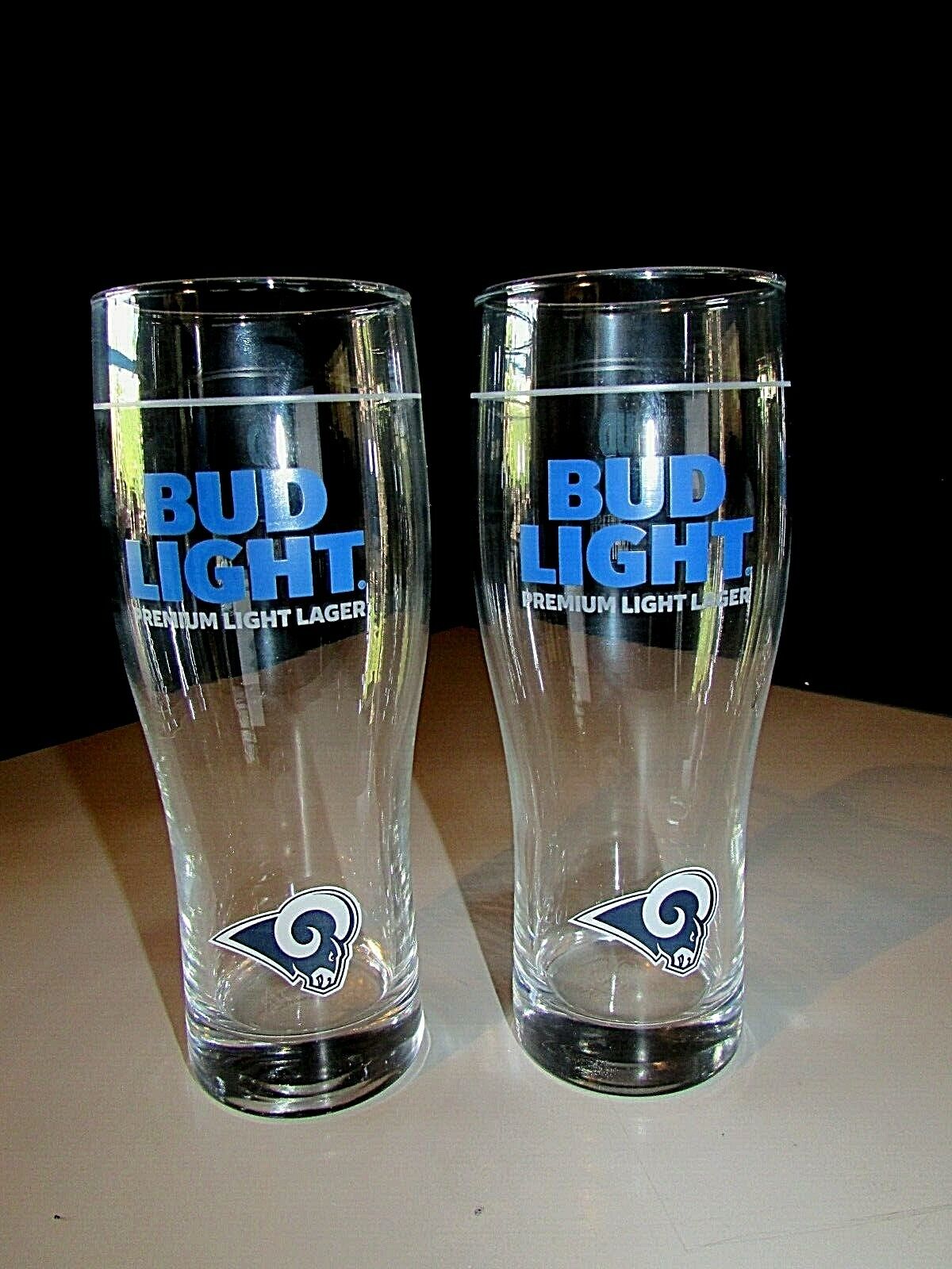 (4) NEW Rams Football NFL Bud Light Beer Pint Glass 16 oz  Man Cave Bar Lot Bud Light - фотография #2