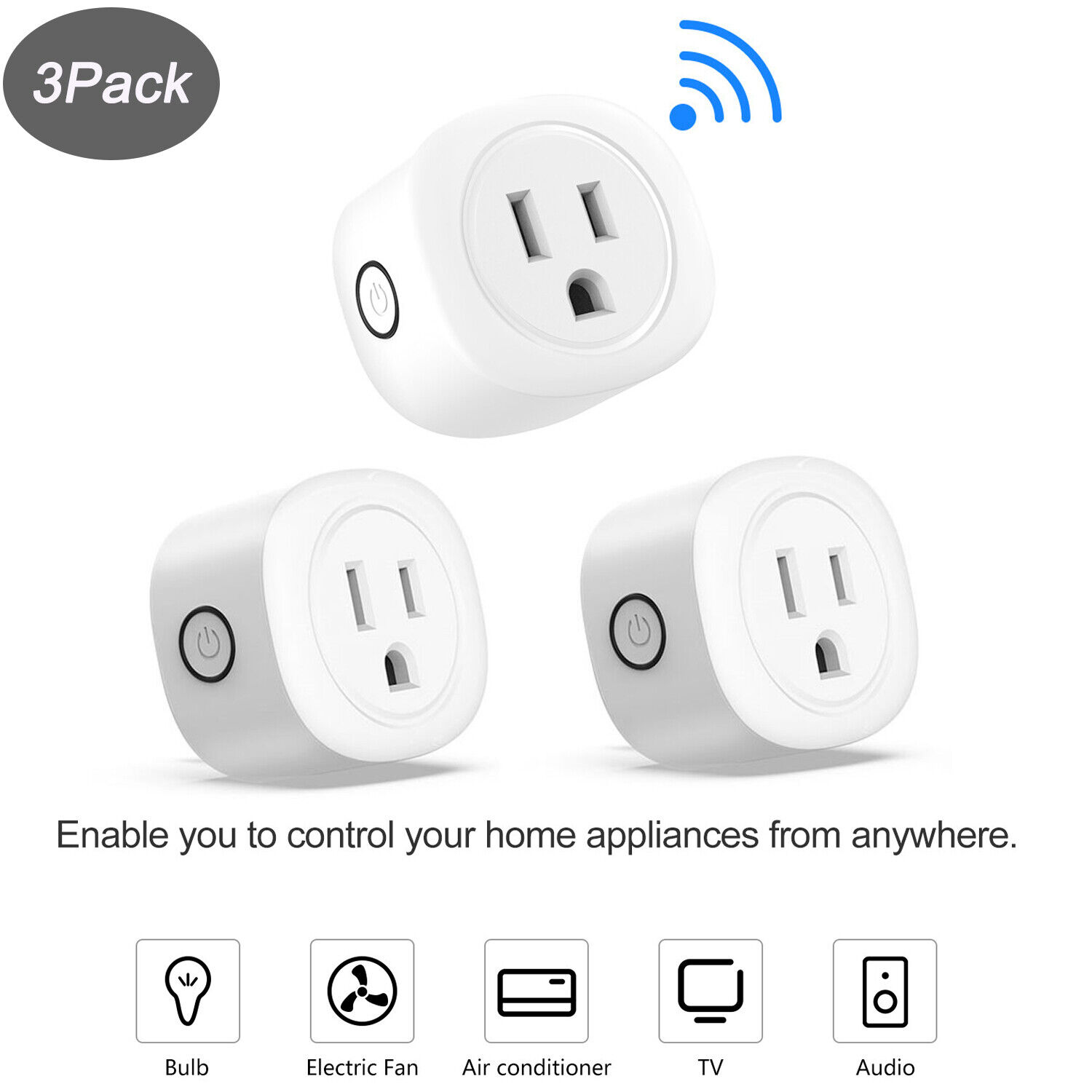 3Pack Smart WIFI Plug Switch Outlet Alexa Echo Google Home Remote Voice Control  Kootion Does Not Apply