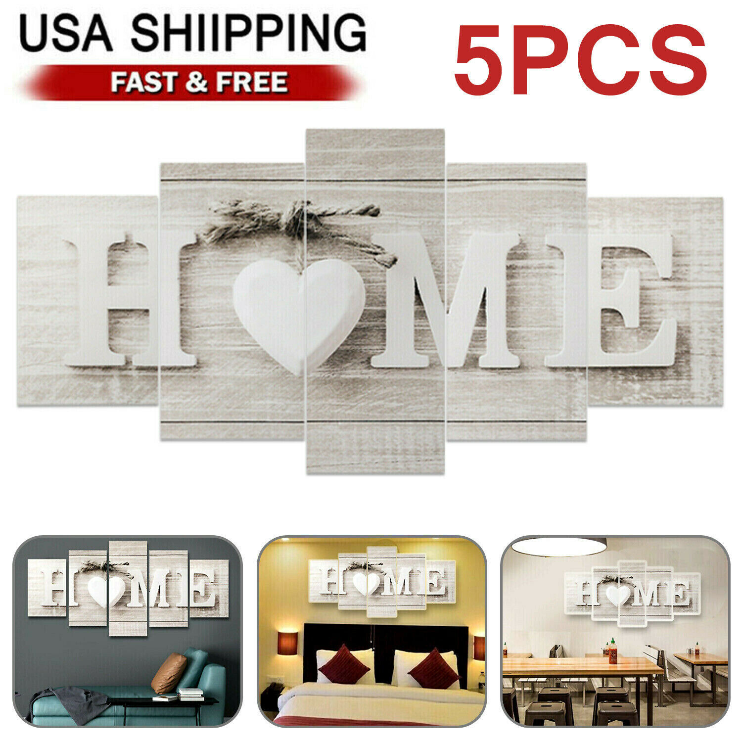 5Pcs Unframed Modern Wall Art Painting Print Set Canva Picture Home Room Decor Unbranded