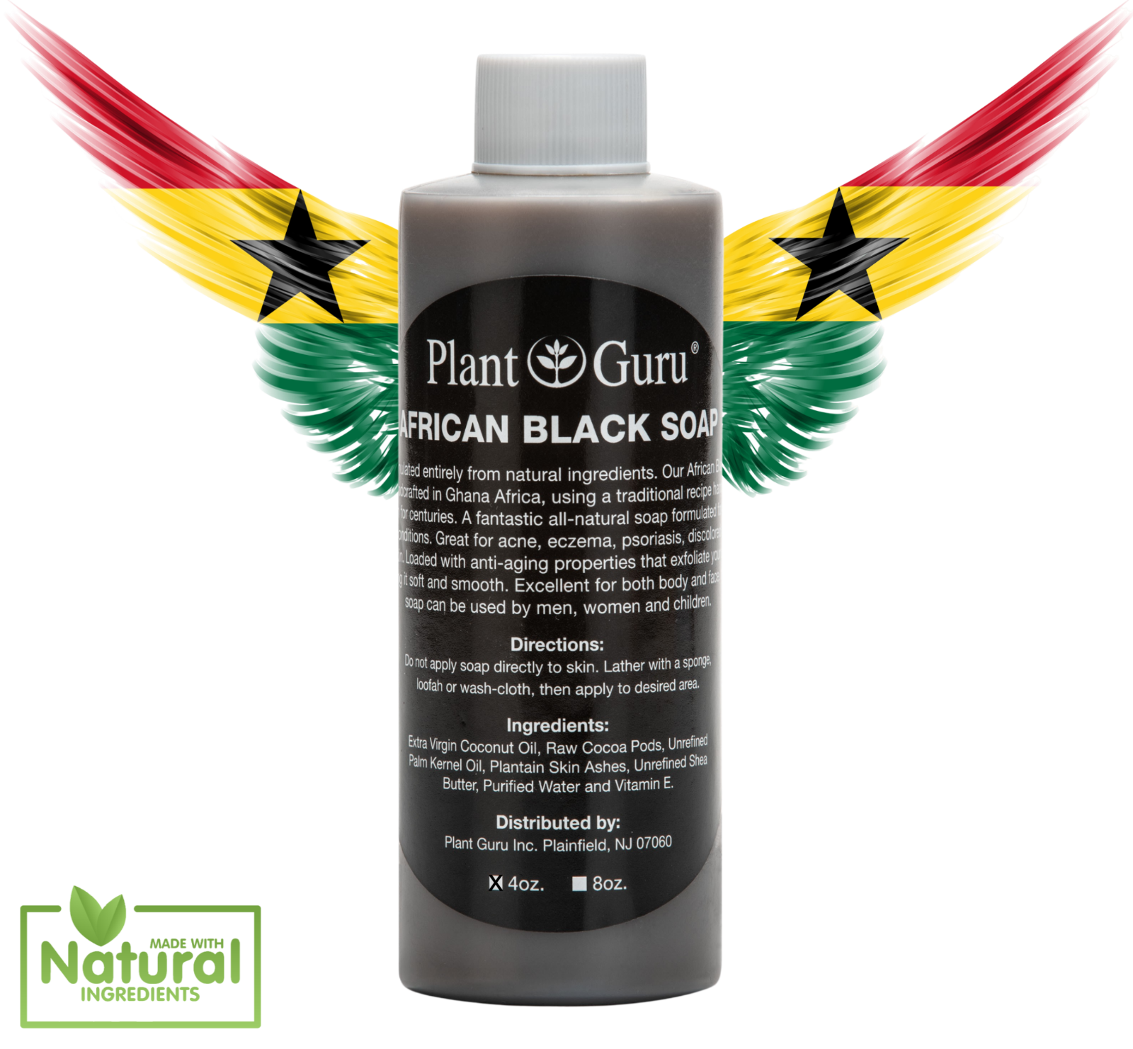 Raw African Black Soap Liquid 100% Pure Organic Natural Bath Body Face Wash Bulk Plant Guru - фотография #22